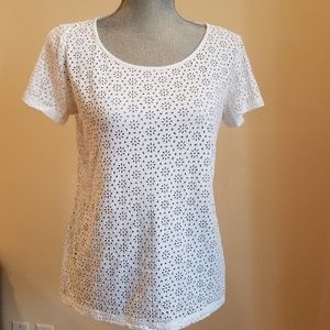 Loft eyelet white tee